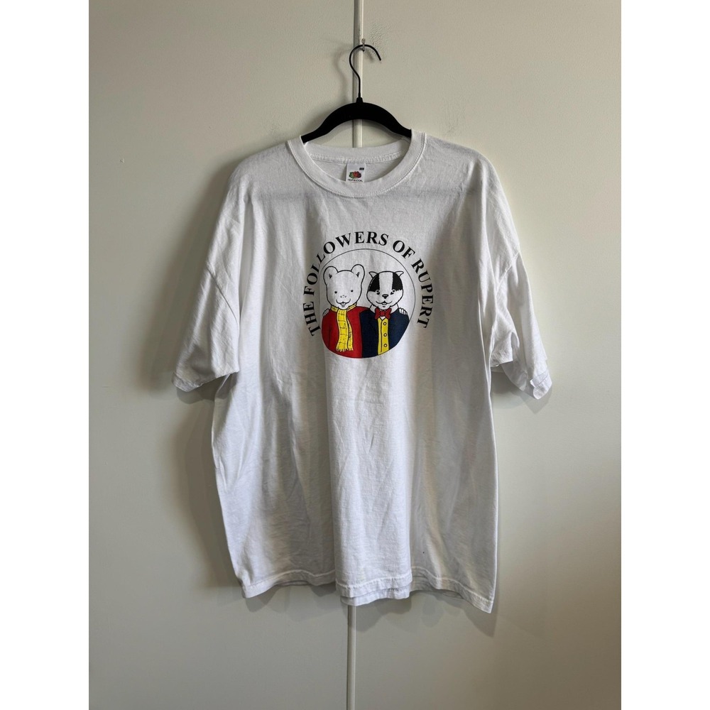 VTG Followers Of Rupert Bear Shirt Mens 2XL White Fruit Of The Loom Tee T-Shirt